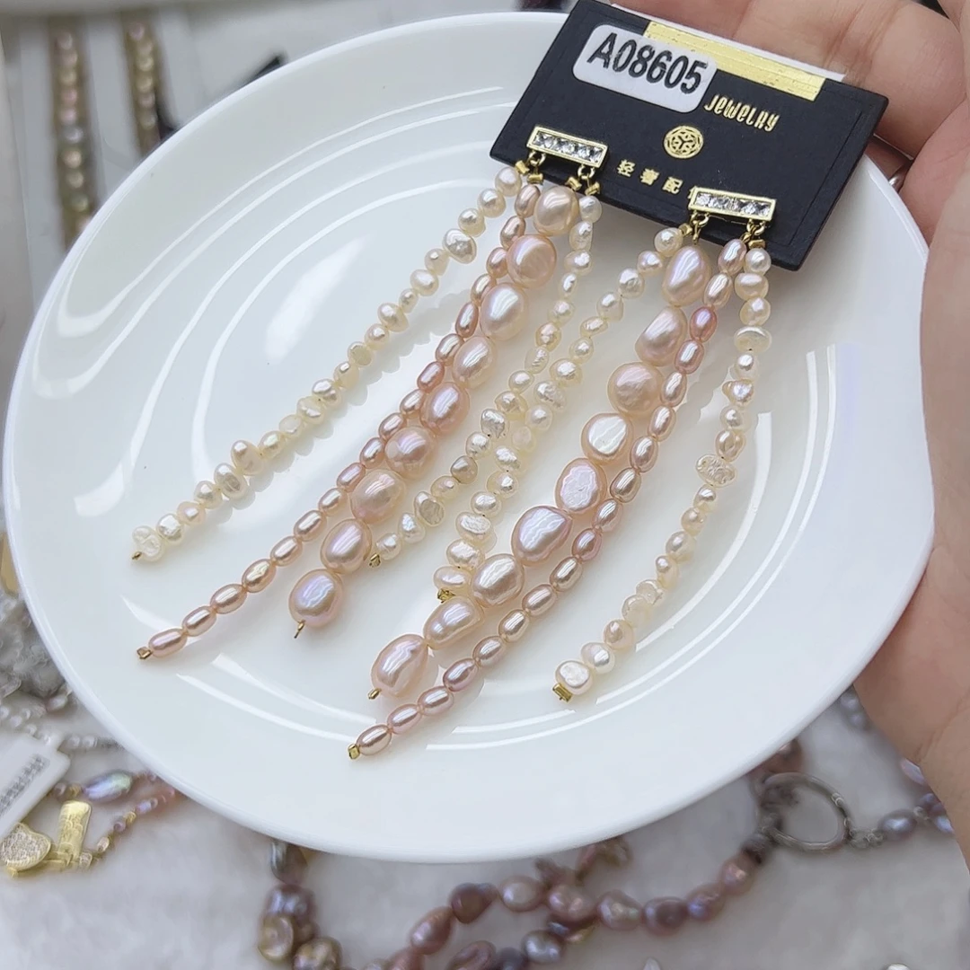 淡水珍珠银S925镶嵌耳饰