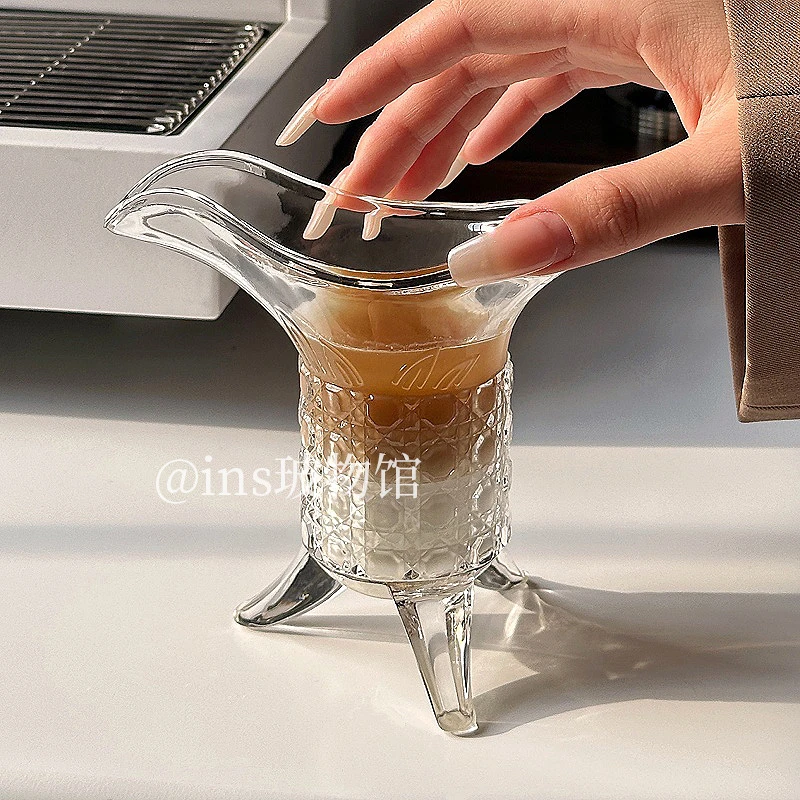 新款帝王杯宝石纹咖啡杯Ins风创意搞怪三足爵杯玻璃杯奶茶杯酒杯
