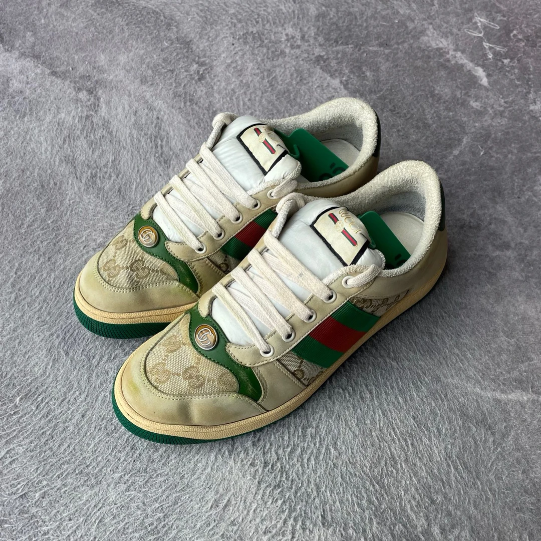 95新 GUCCI/古驰 screener脏脏鞋绿色/41.5码/无配件