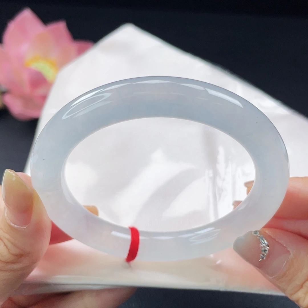 未镶嵌手镯翡翠43号炸光种水白冰圆条微瑕15366