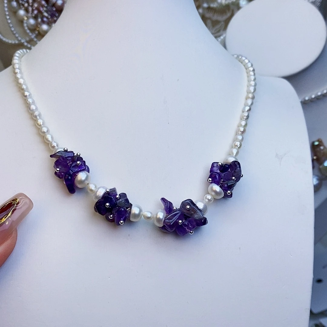 淡水珍珠颈饰银S925镶嵌