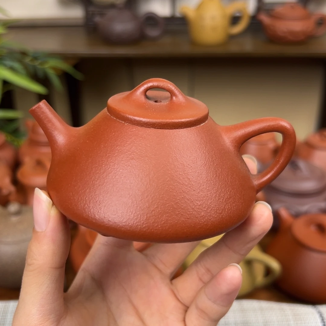 重****茶壶紫砂紫砂壶子冶石瓢鱼籽朱泥125cc瑕
