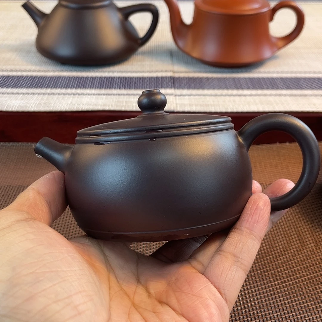 共***勉紫砂壶原矿老紫泥鼓200cc