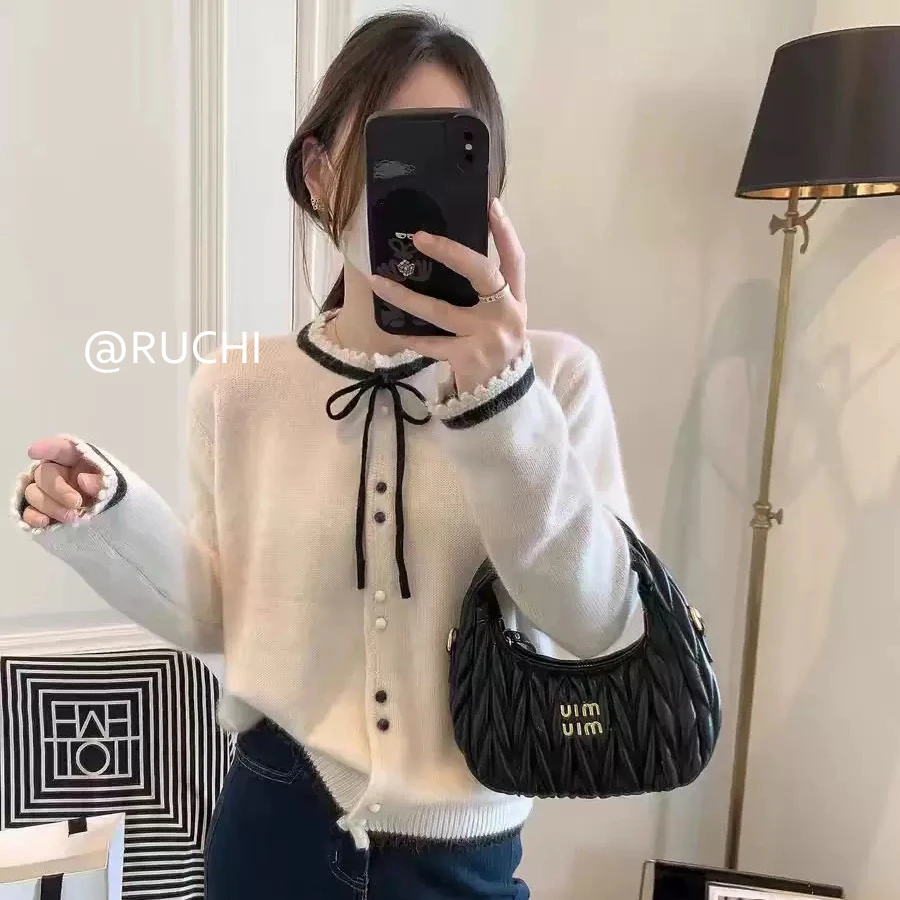 千金风~2025春季新款小香风蝴蝶结开衫