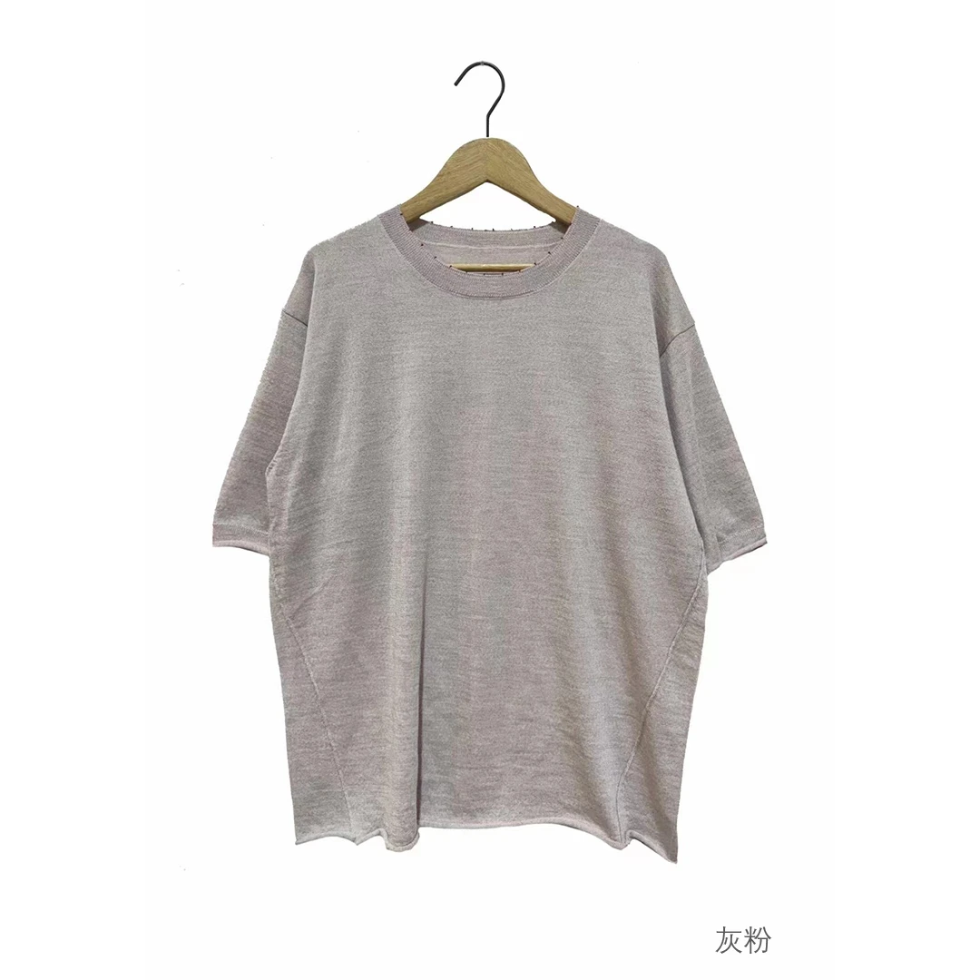 左岸迷香 Z25SS7003 布衣分享原创小众春夏复古羊毛混纺针织T恤