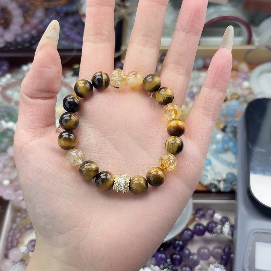 烟晶手链银S925镶嵌好