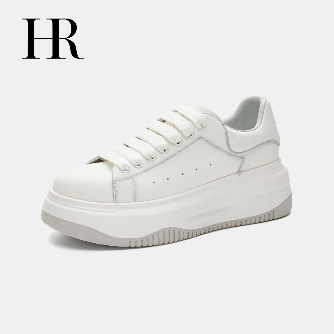 HR/赫莲娜真皮小白鞋女2025春季厚底松糕鞋增高韩版休闲百搭板鞋