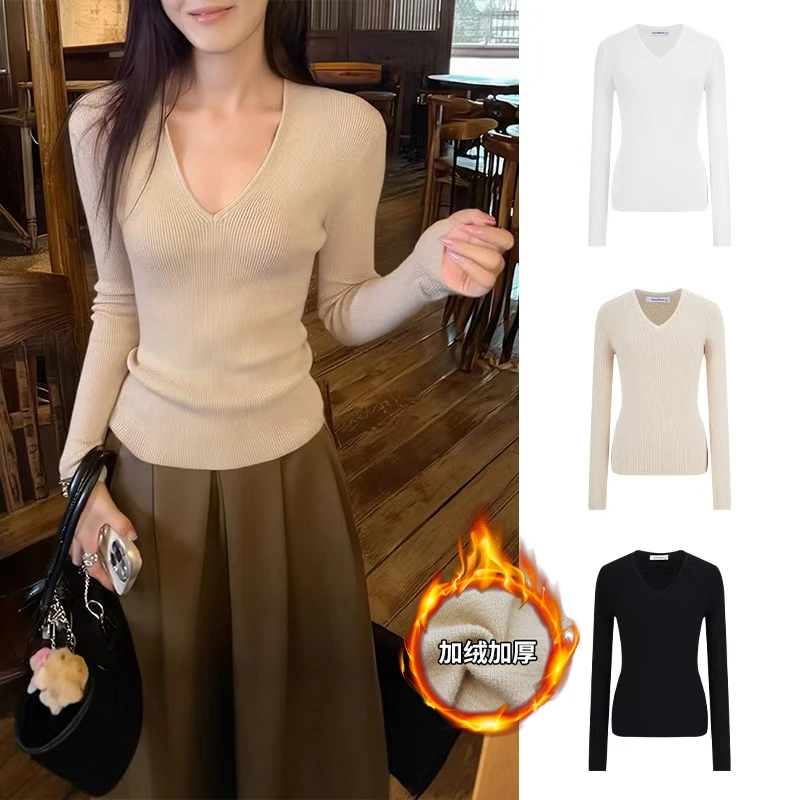 Moses Queen/魔西女王小众法式氛围感秋冬V领针织显瘦上衣