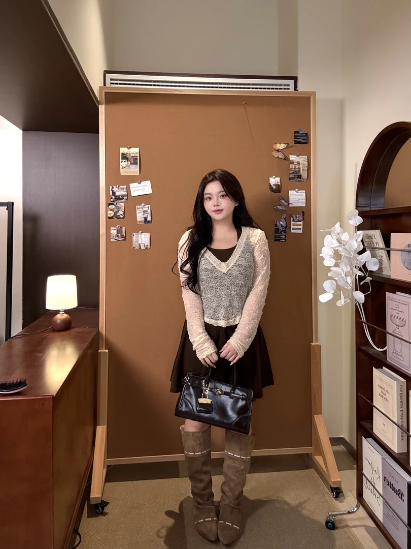 现货 【小个子定制款】2025秋美拉德微胖显瘦防晒罩衫+连衣裙（泡芙）