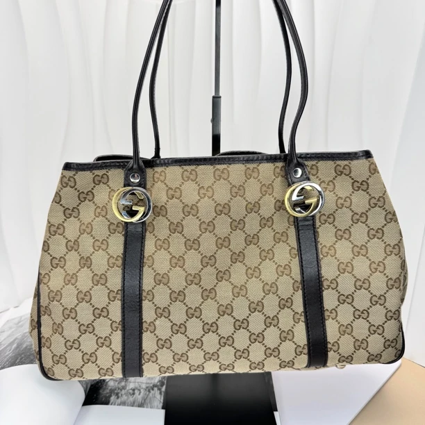 95新 GUCCI/古驰 帆布老花托特/6089