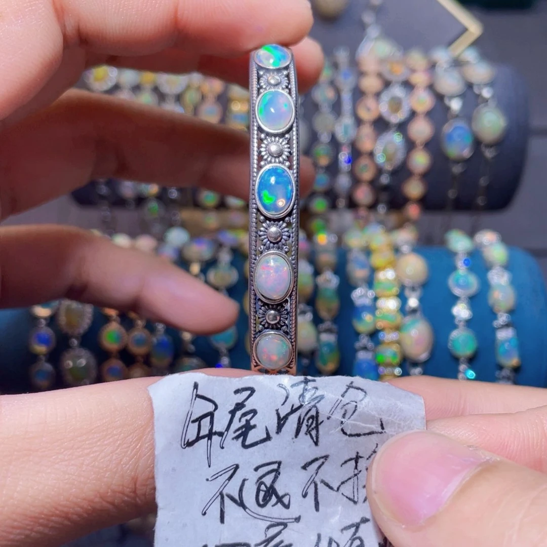 欧泊手镯）银S925镶嵌寒*
