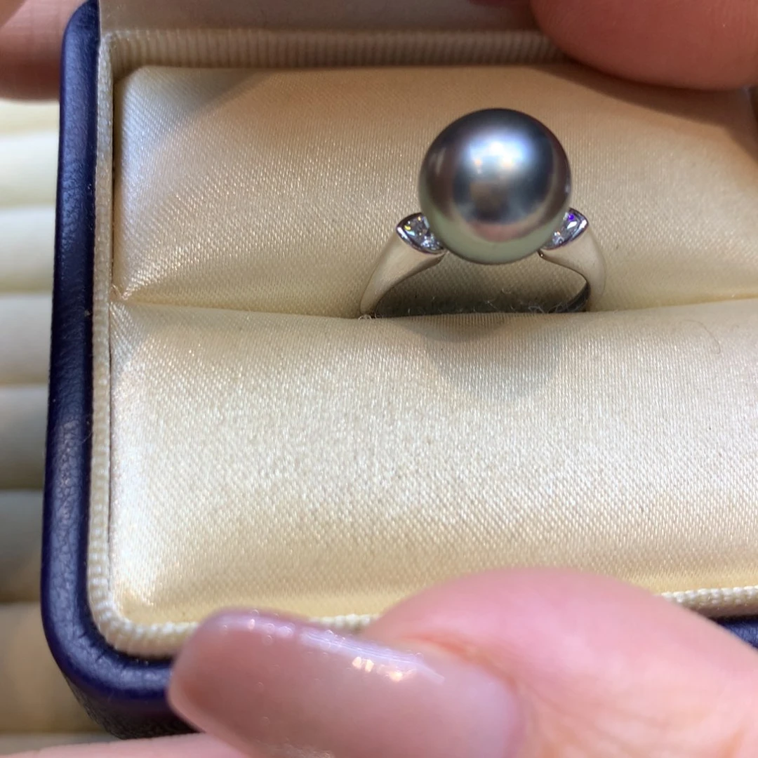 银S925镶嵌戒指海水珍珠