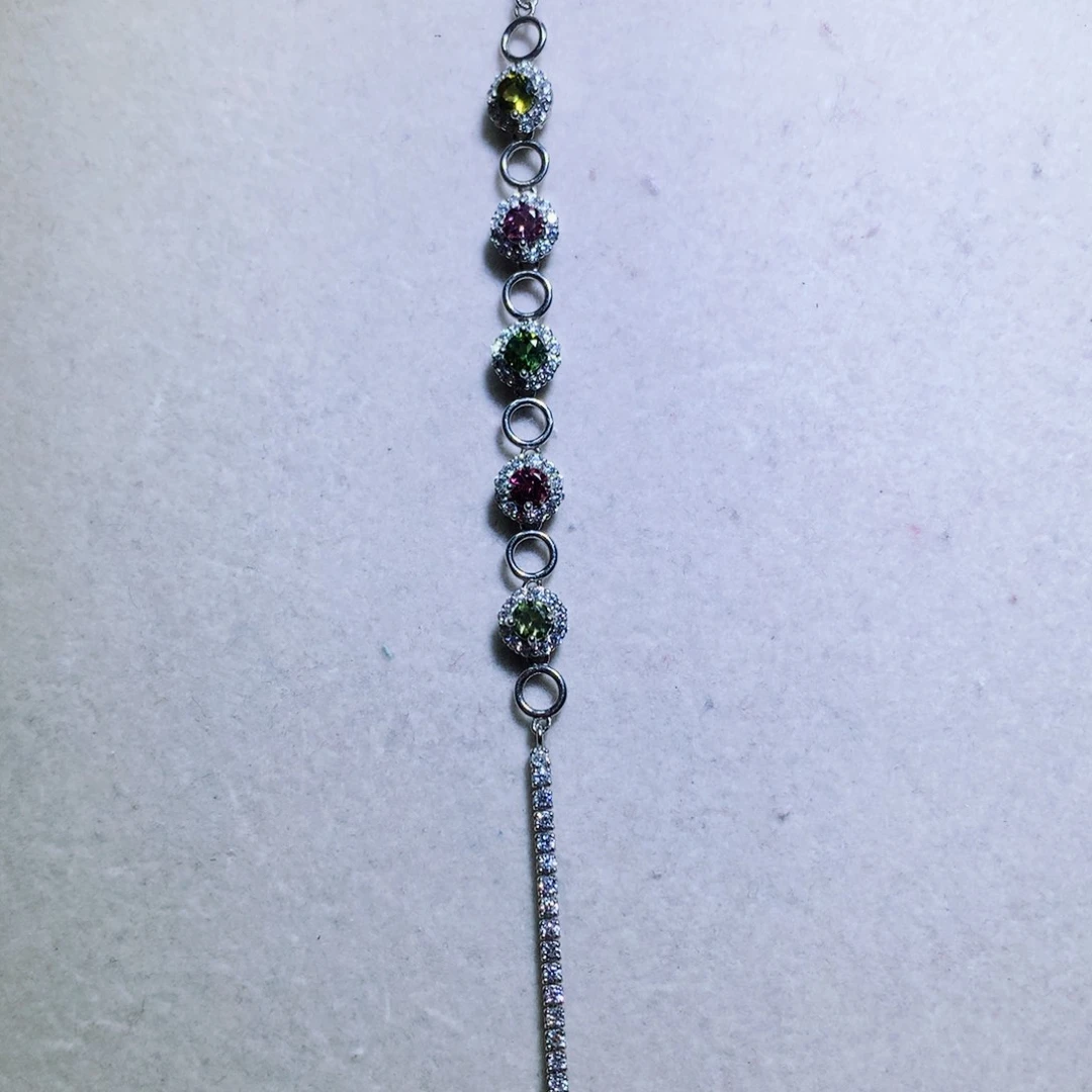 碧玺手链银S925镶嵌国首质检