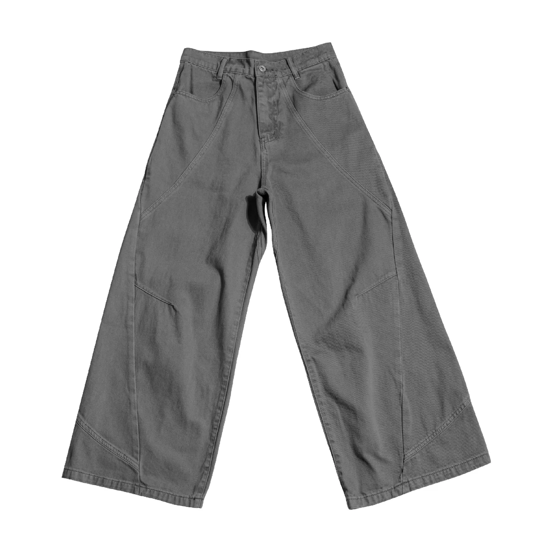 US5自制 松弛感轻工艺解构工装裤宽松阔腿复古洗色中性风休闲长裤