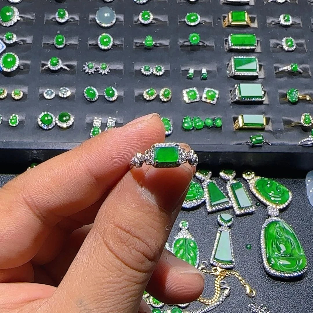 翡翠银S925镶嵌戒指