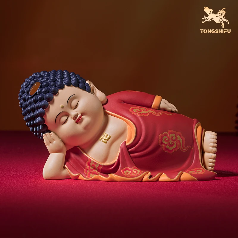 铜师傅《卧佛吉祥》玄关桌面铜佛像摆件 书房禅意摆设创意家居装饰