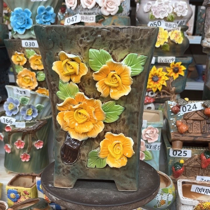 紫砂花盆粗陶材质多肉花盆发货两个