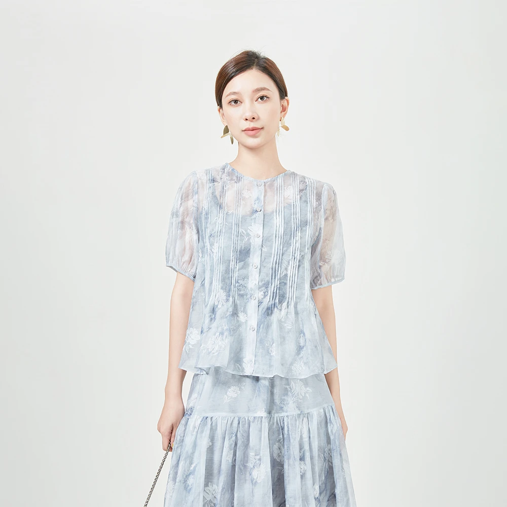 圣迪奥设计感气质时尚百搭开衫显瘦上衣夏季衬衫S242Z0449