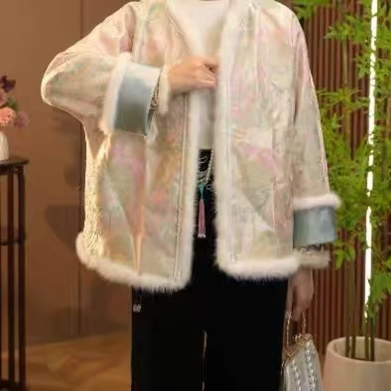 【花锦】新中式百搭显瘦提花加棉外套2024B2058-乖乖