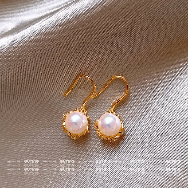 铜合金耳饰 19980精品施家珠耳环女高亮人鱼姬珠耳饰闪锆耳钉耳钩