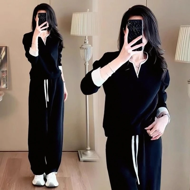 清温婉日奢风休闲运动服新款秋冬季气质宽松卫衣长裤休闲两件套装