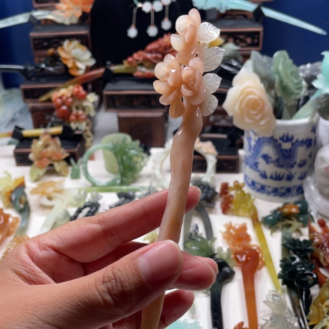 【闪购商品】蛇纹石玉未镶嵌发饰小*圆