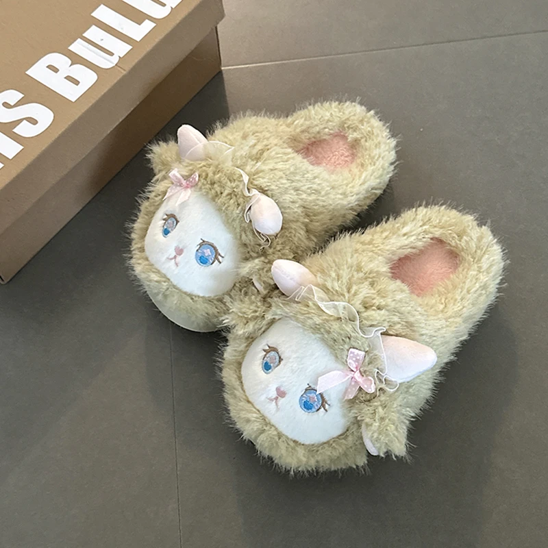 时尚卡通小羊可爱毛毛拖鞋女2025秋季新款外穿半拖鞋棉鞋包头拖鞋