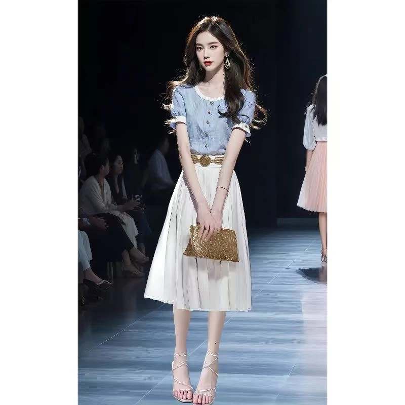 夏季套装女2025新款高级感千金风超火时尚减龄穿搭一整套半身裙