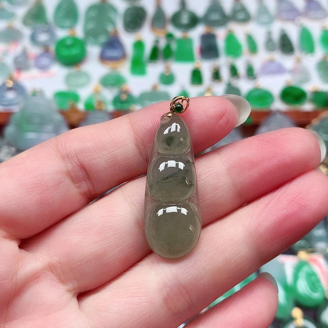 翡翠18K金镶嵌颈饰天然翡翠A货