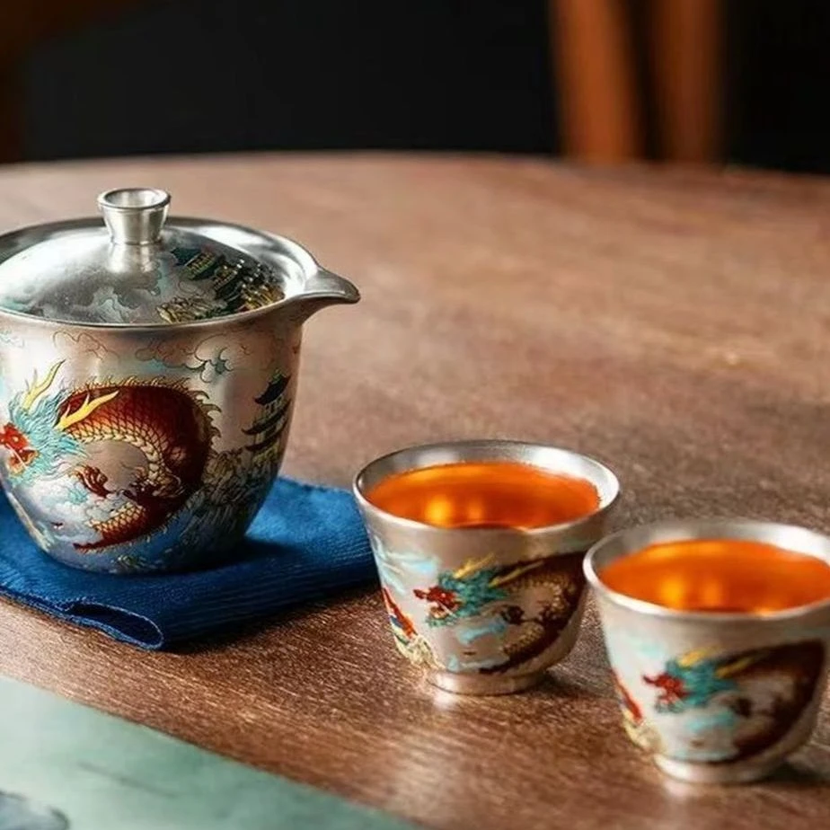 龙腾天下手抓瓷胎包银旅行茶具     5505   （D）