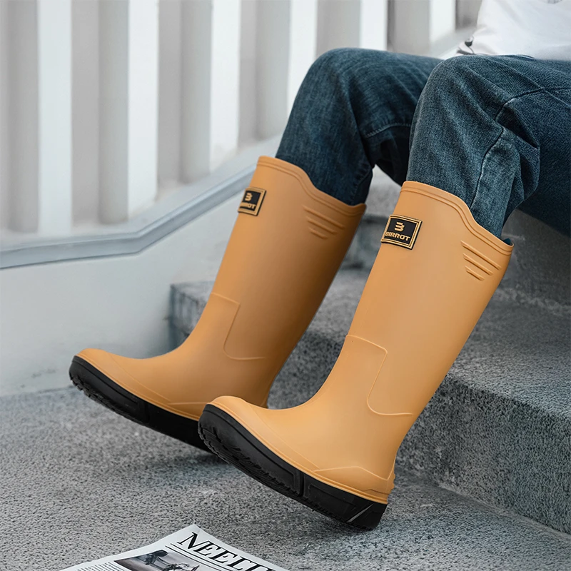 BIRROT英伦高筒雨鞋男长筒雨靴加绒棉套水靴赶海保暖胶鞋钓鱼水鞋