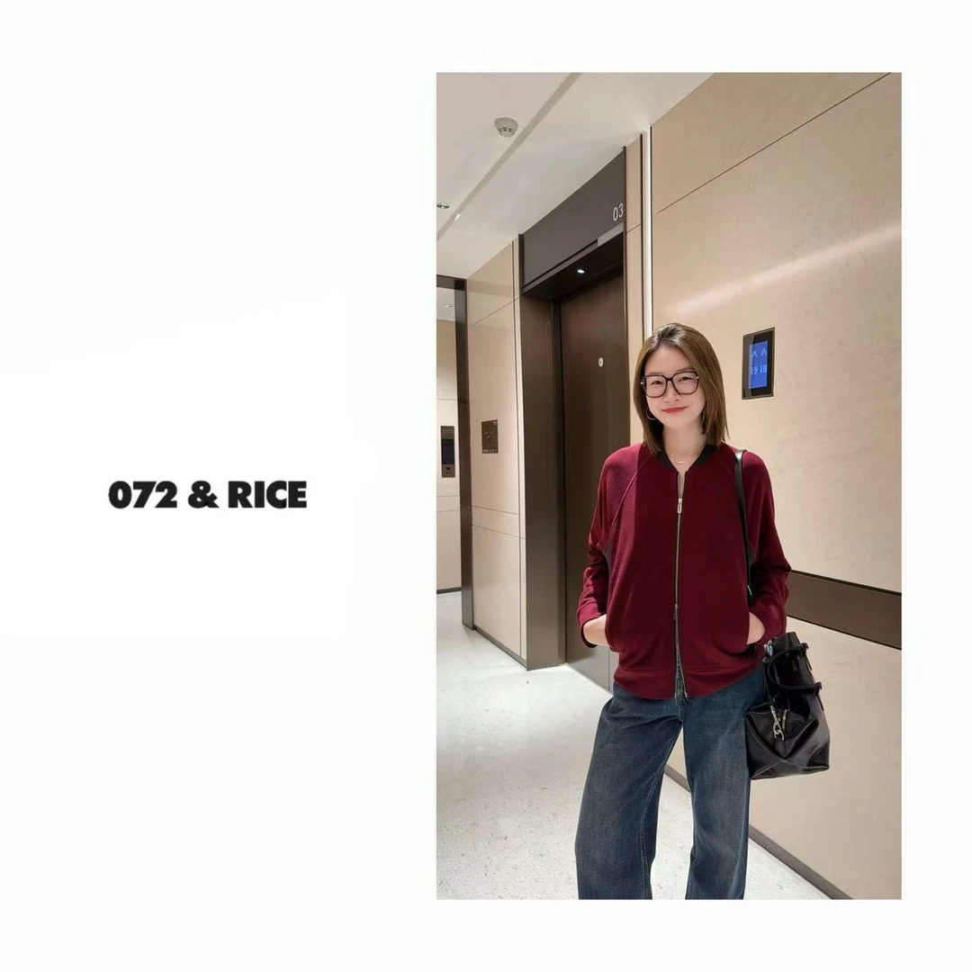 072 & RICE【车厘子】秋季休闲双头拉链拼色外套 Z-32W325