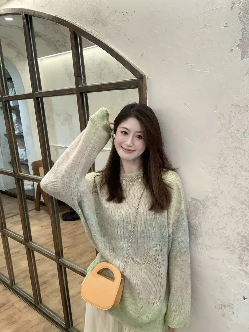 2025秋季新款韩系软糯宽松慵懒温柔高级感针织毛衣上衣百搭半身裙