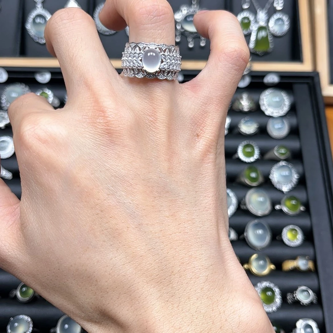 【闪购商品】岫玉戒指银S925镶嵌j****x