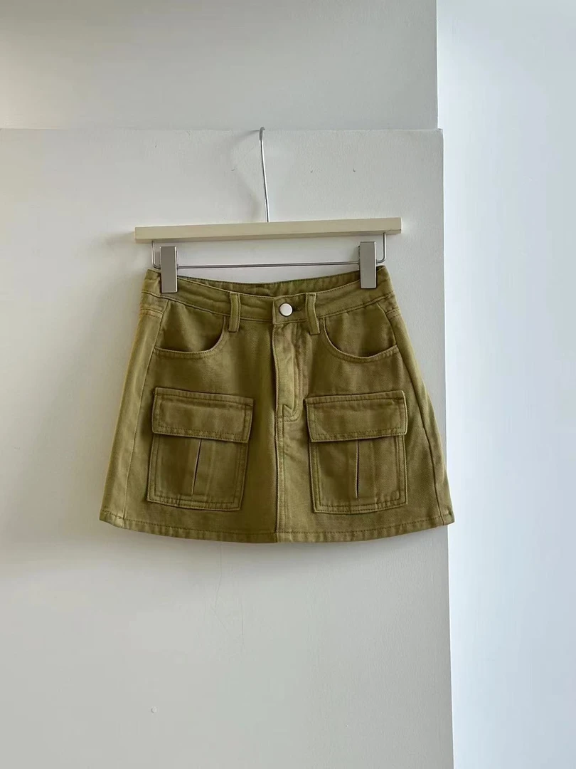 Moment（9405#）显瘦气质牛仔包臀短裙(M码：裤长35 腰围68）