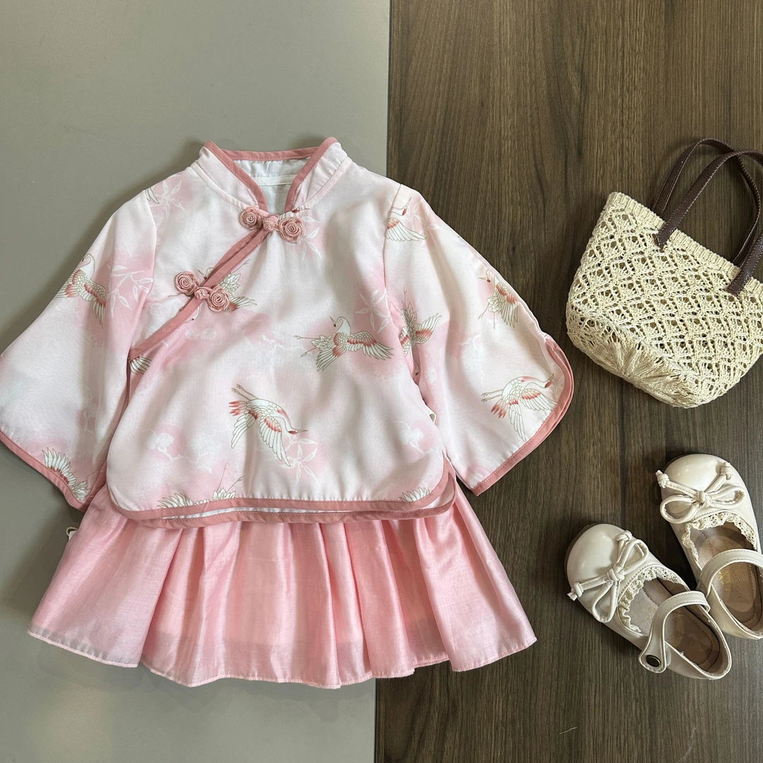 YMJL2555夏季新款儿童套装女童国风两件套