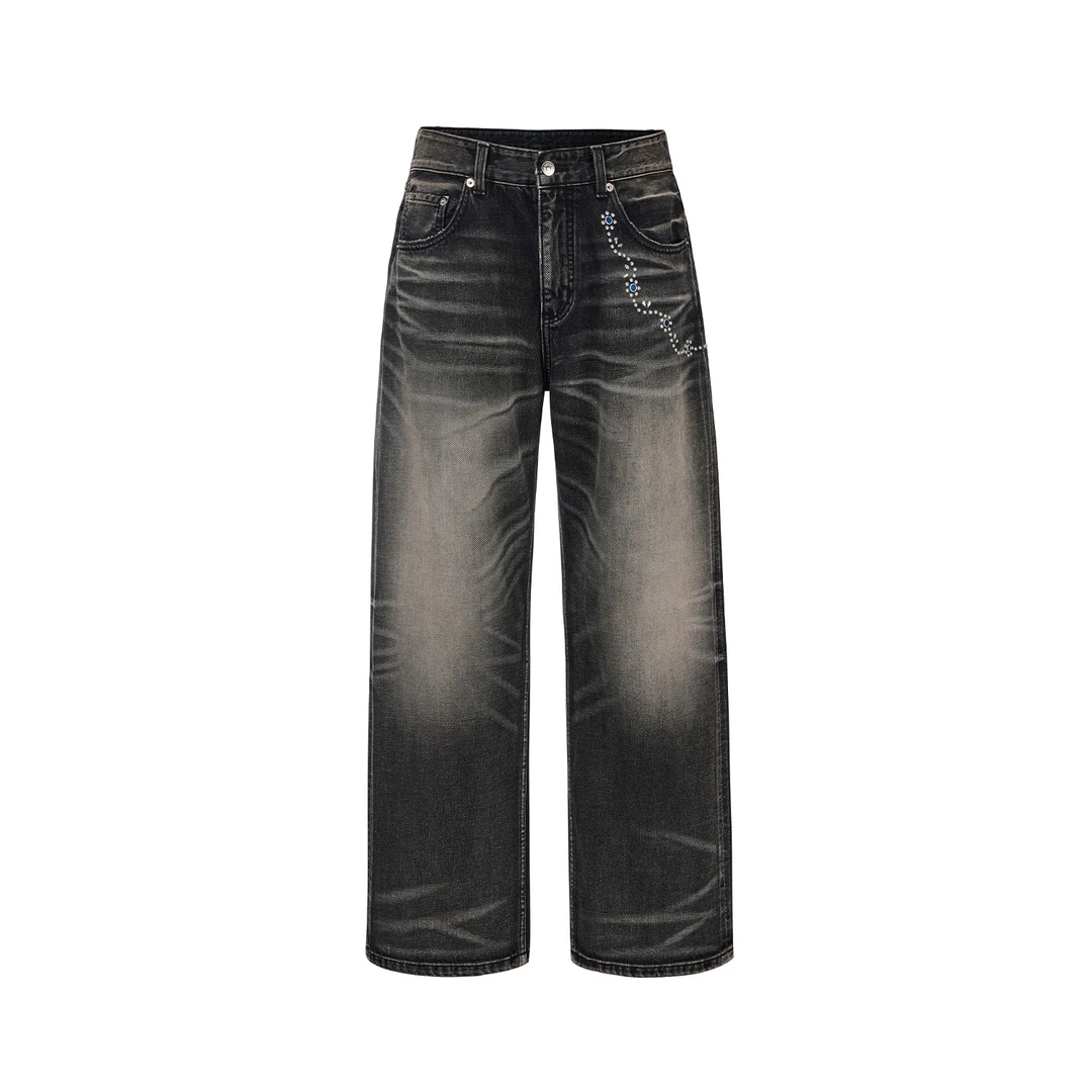 GB-GOODBRAND 2025FW 烫钻裤链轻奢时尚高级感牛仔裤男女同款