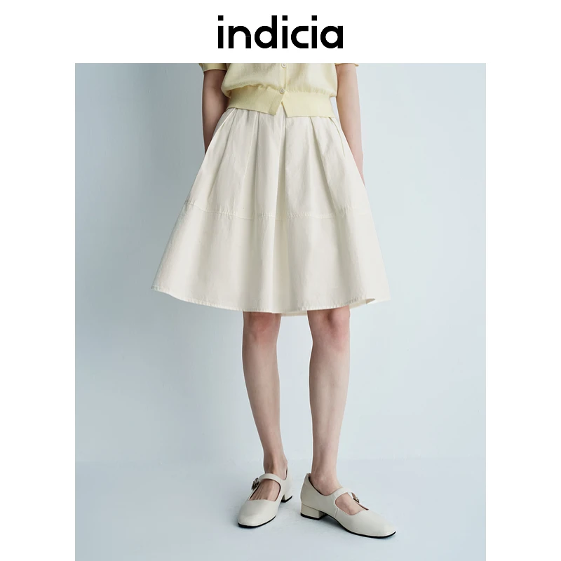 indicia标记25夏新款欧若风A字短裙简约百搭半裙 L2B5QZ034