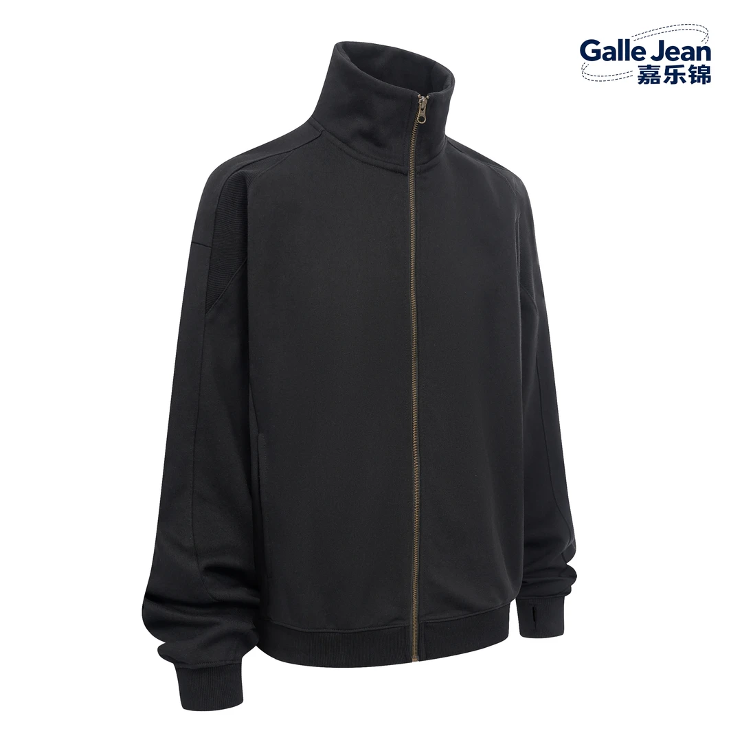 秋冬拉链薄款开衫外套立领男女同款拼接毛圈卫衣工厂直供