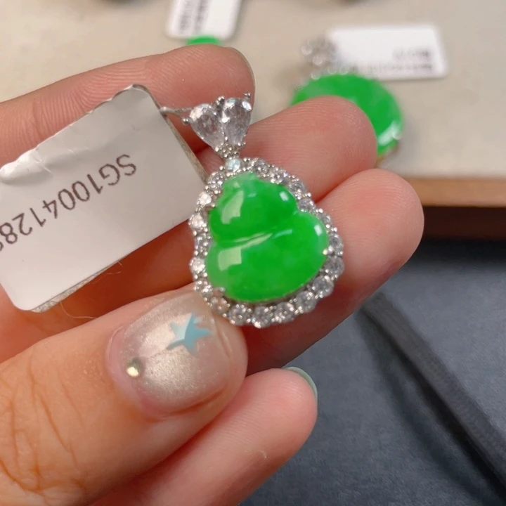 翡翠银S925镶嵌吊坠(不含链)g g h j