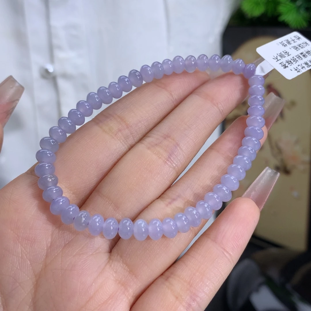 翡翠手链未镶嵌卡5.6冰胶紫罗兰算盘鼓珠