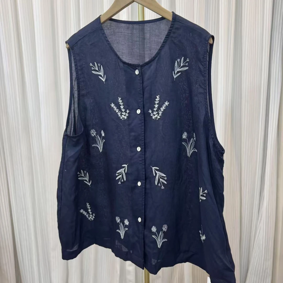 S8553 薄款百搭马夹宽松型刺绣夏季提花印花
