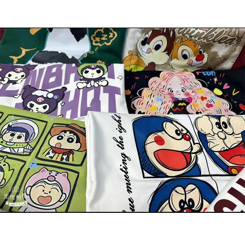 【001-059】 夏季重磅圆领T恤男女同款宽松潮牌印花百搭短袖上衣