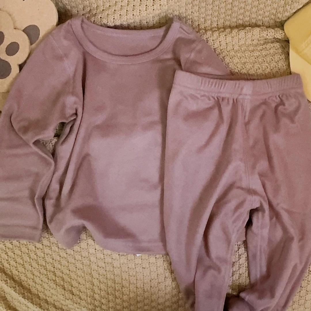 【JMJQ 23916】秋款中小童舒适居家打底净色自发热家居服套装