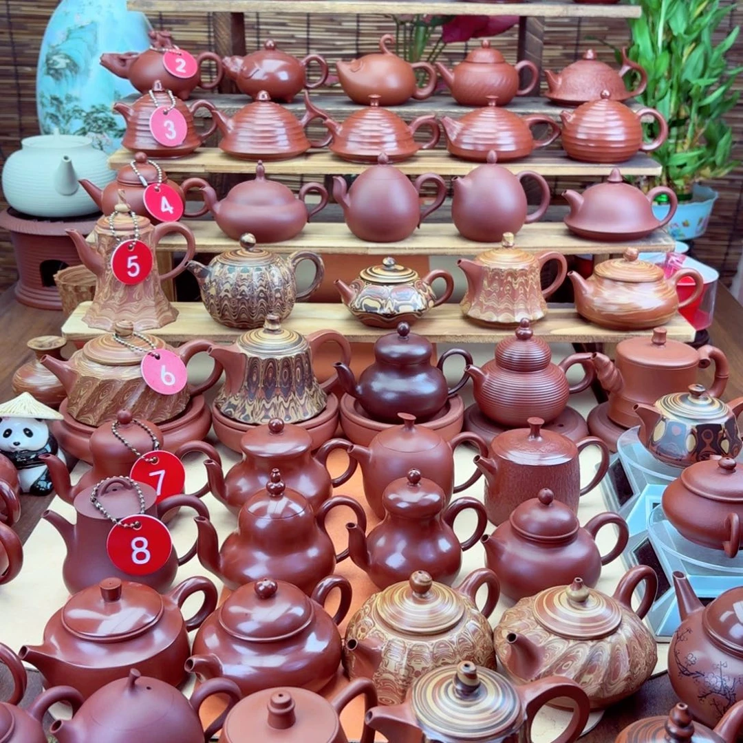 王****紫砂茶壶2个＿组全搅八方黑水平手拉