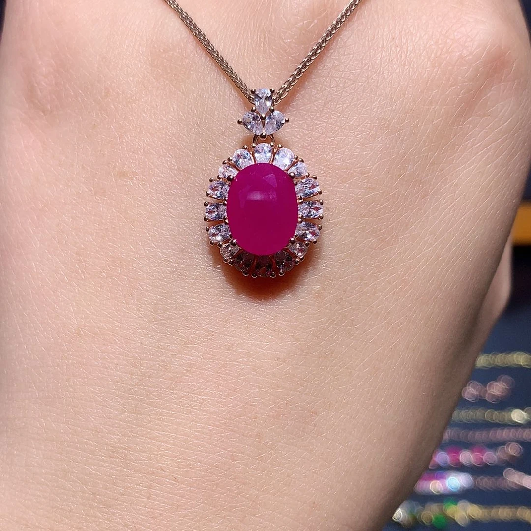 银S925镶嵌吊坠(赠链)红宝石