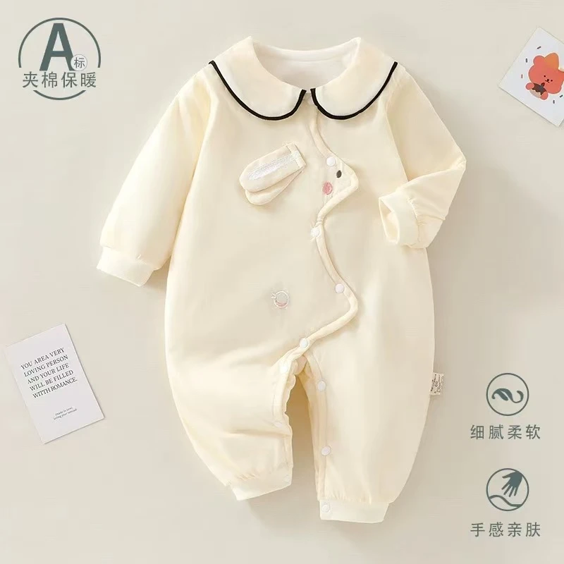婴儿连体衣秋冬保暖纯棉宝宝棉服夹棉加厚哈衣爬服新生儿棉衣冬装