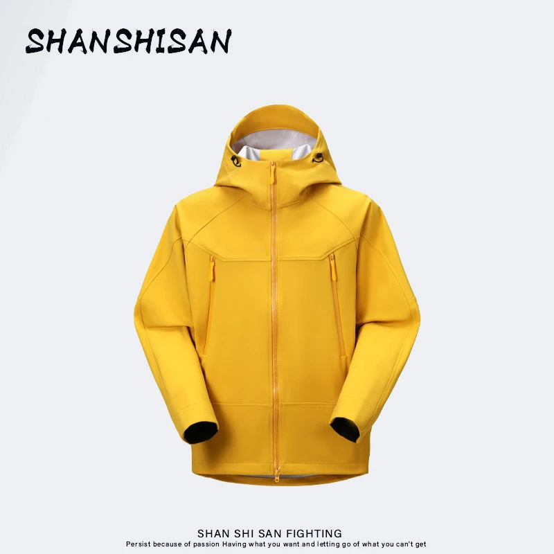 春季新款情侣户外徒步休闲经典连帽防风耐撕裂软壳外套25100