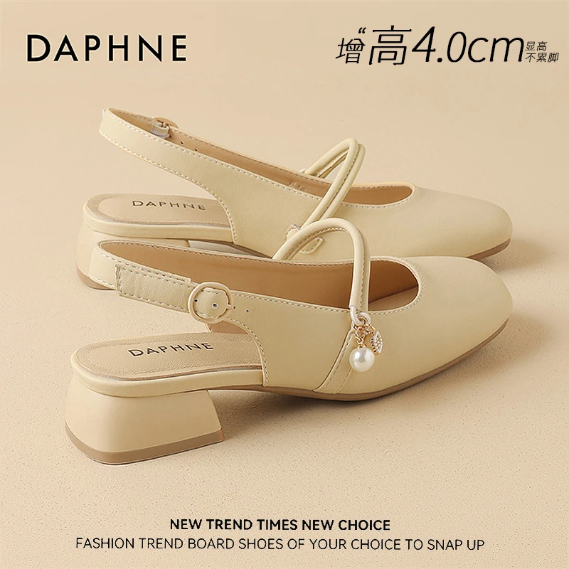达芙妮女鞋玛丽珍女鞋2025春夏新款仙女风低跟不累脚包头凉鞋单鞋