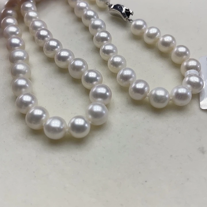颈饰银S925镶嵌淡水珍珠卡8➕极光亮白